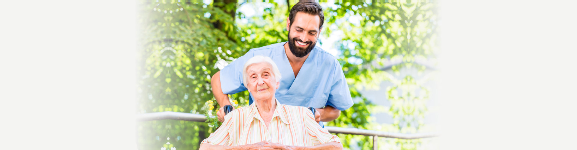 Caretaker taking care of an elderly woman